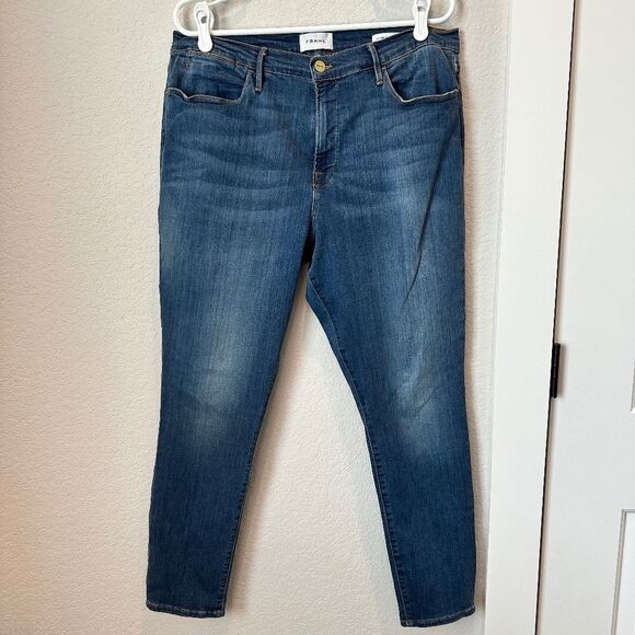 Frame Denim Le High Skinny Crop High Rise Stretchy Jeans - Size 32 - EUC - Picture 1 of 7